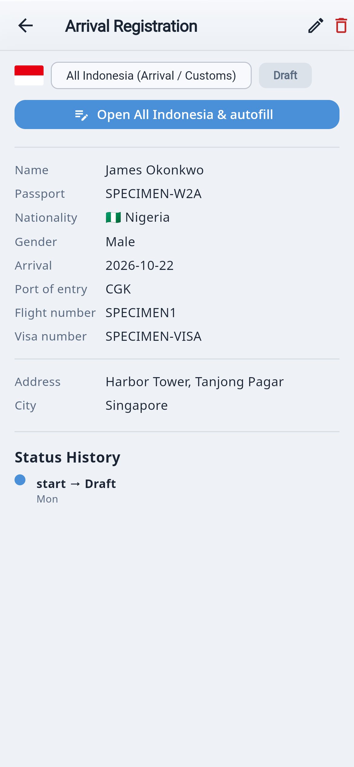 Focuses on visas and arrival registration for the people assigned to them.